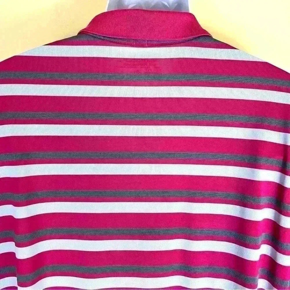 Nike Men's Dri Fit Tech Core Stripe, Ultra 2.0 Golf Polo Pink/White Size XL - Picture 10 of 13